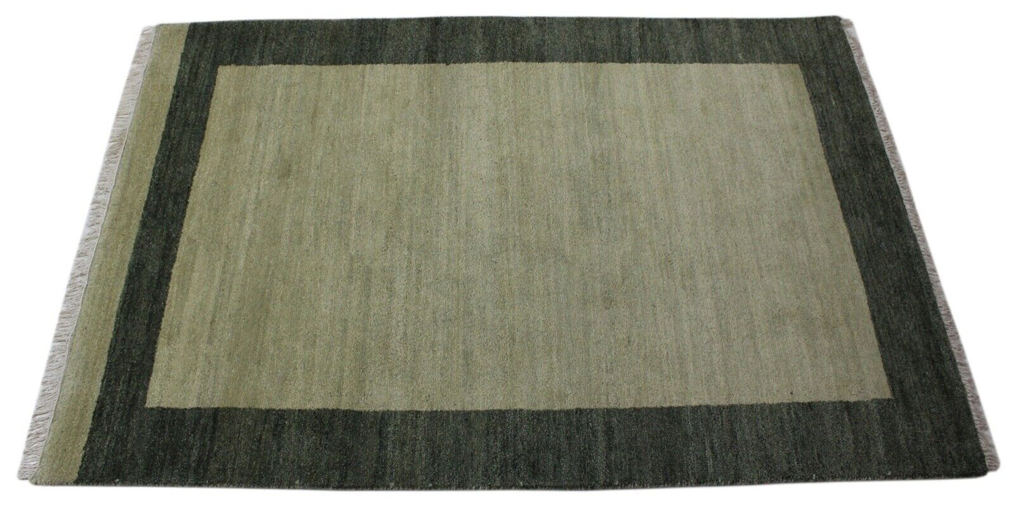 Gabbeh Teppich Handgeknüpft 100% Wolle Grün Orientteppich 140X200 CM R306