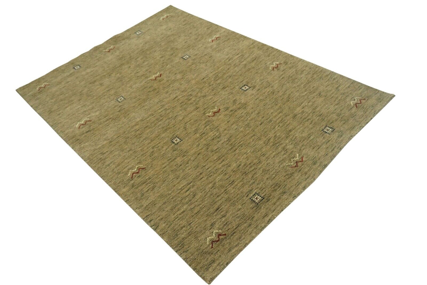 Gabbeh Teppich Dunkel Beige 100% Wolle 140x200 cm Orientteppich Handgewebt Lr688