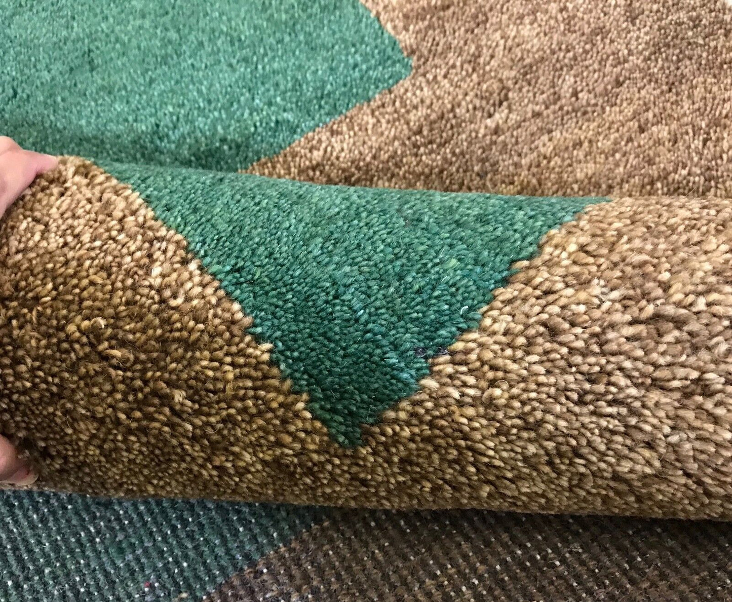 Gabbeh Teppich Handgeknüpft 120x175 cm 100% Wolle Orientteppich Grün Braun G112