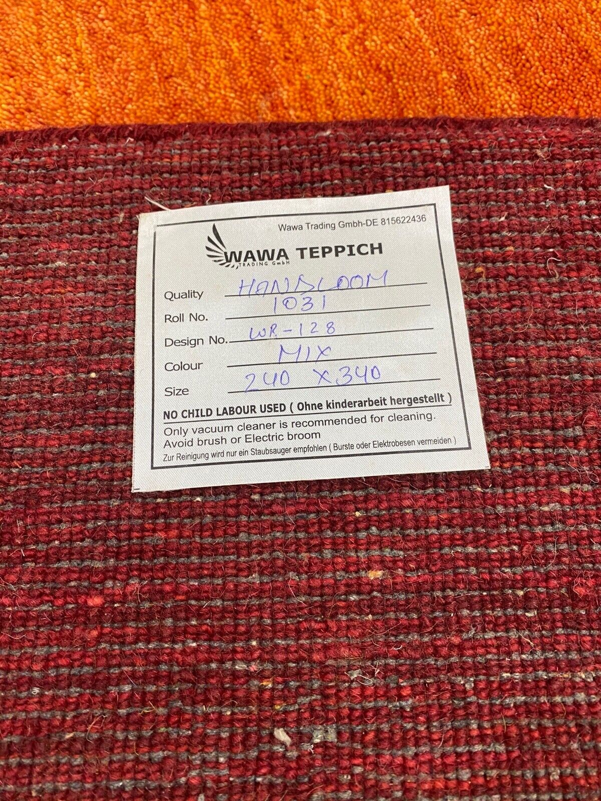 Rot Gold Gabbeh Teppich 100% Wolle 240x340 cm Handgewebt Orient WR128