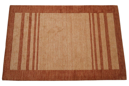 Orange Beige 140X200 cm Teppich 100% Wolle Orientteppich Handgetuftet HT613