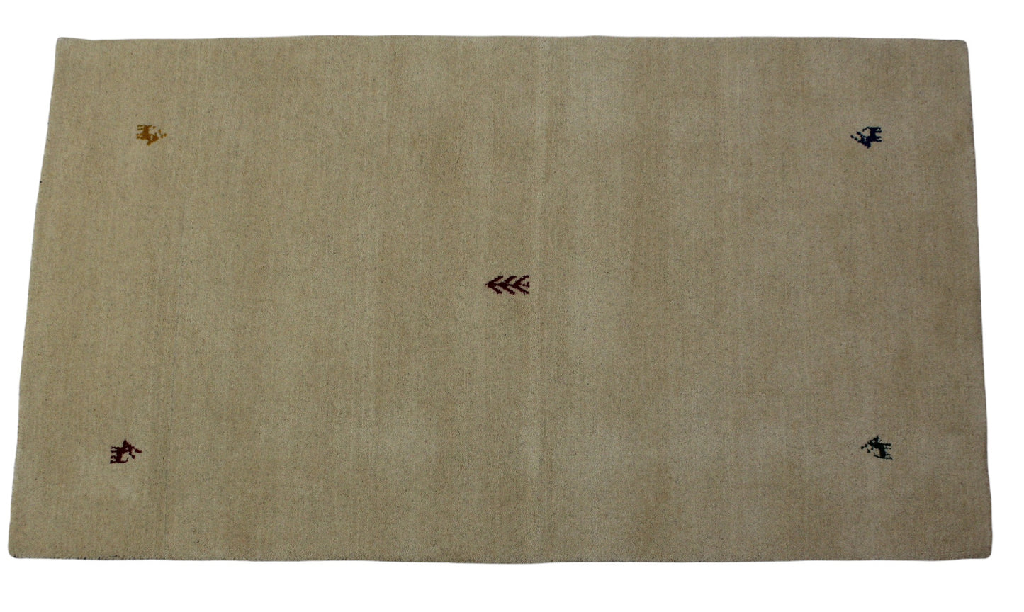 Gabbeh Beige Teppich 100% Wolle Handgewebt Loom Orientteppich 90x160 cm Lori v.c