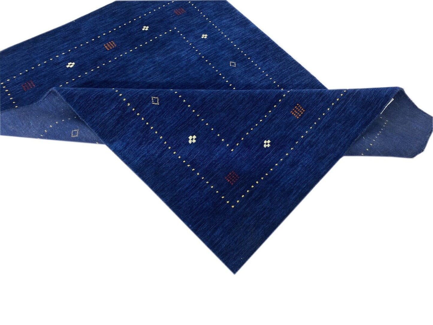 Gabbeh Teppich Blau 100% Wolle 120x170 cm Handgewebt Orientteppich Lori WR60