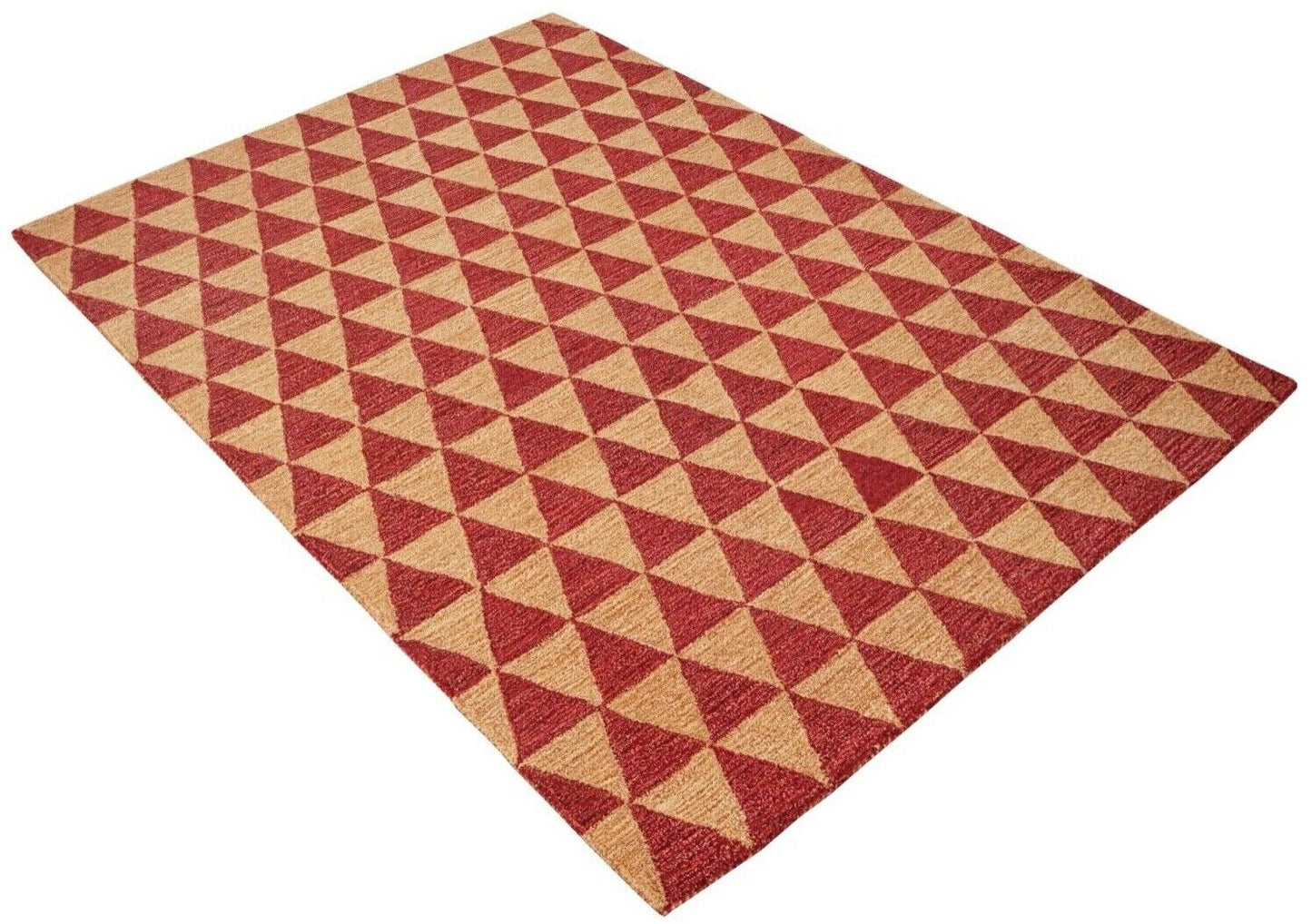 Teppich 100% Wolle Rot Gold 160X230 cm Orientteppich Handgetuftet HT313