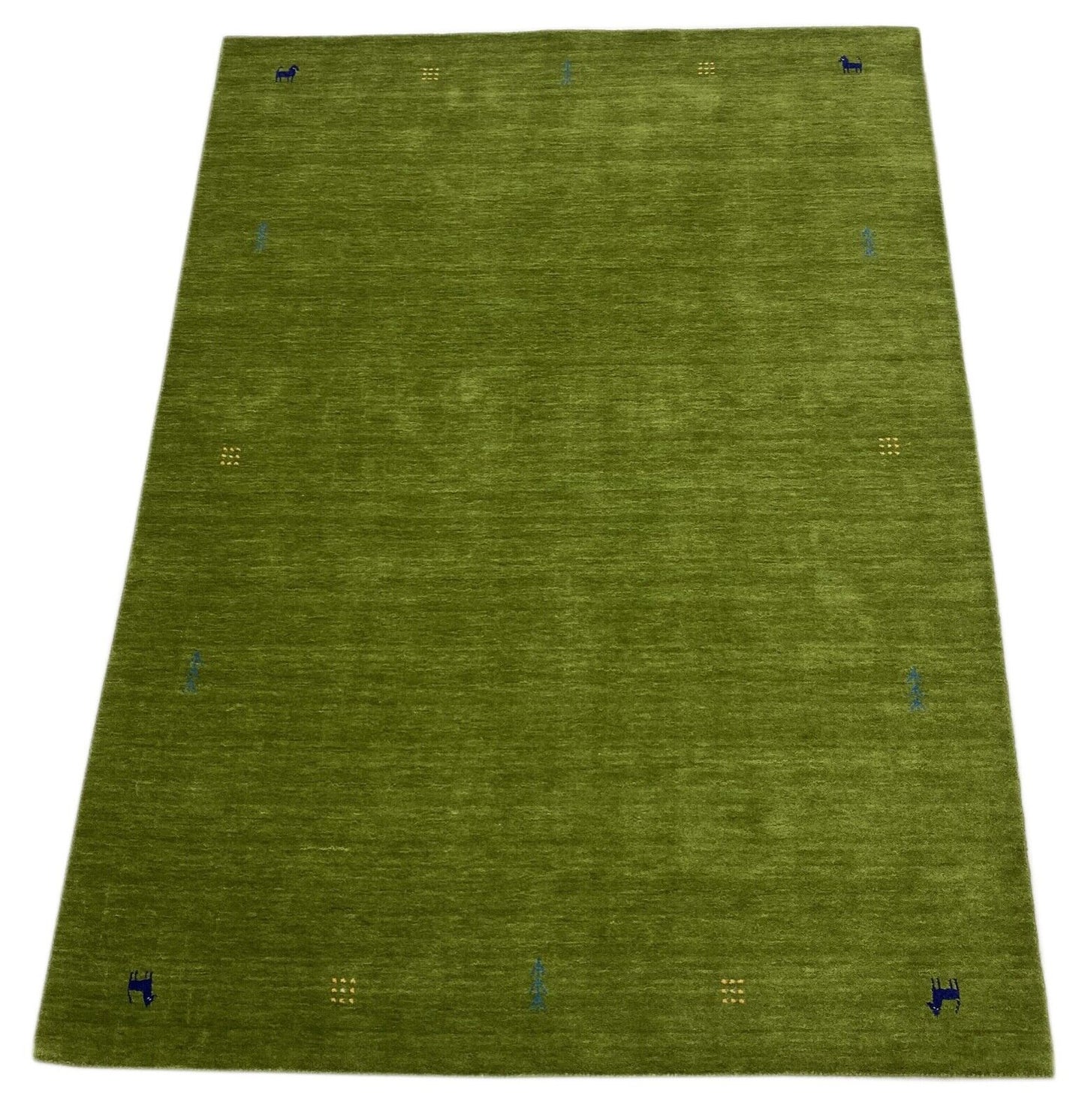 Grün Gabbeh Teppich 100% Wolle 143x240 cm Orientteppich Handgewebt WR5