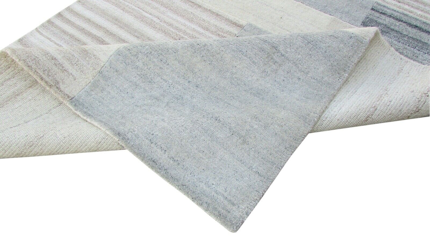 Nepal Teppich Handgeknüpft Beige Grau 100% Wolle Orientteppich 165x226 cm N-80