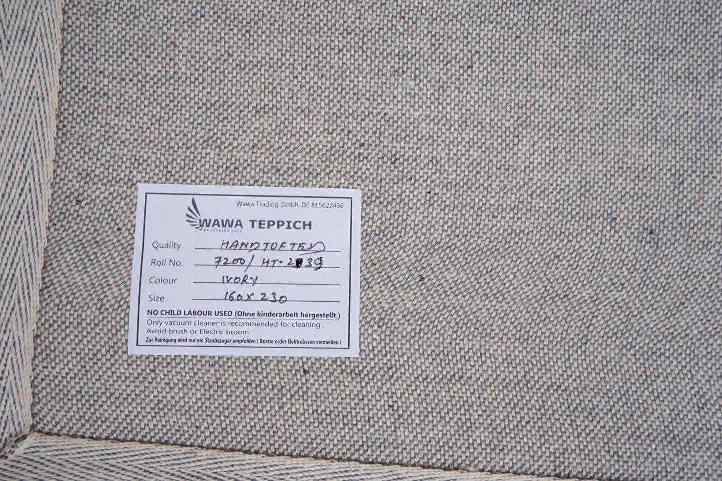 Teppich Beige 100% Wolle 160X230 cm Orientteppich Handgetuftet HT239