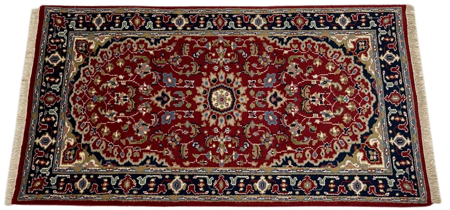 Rot Teppich Wolle Handgeknüpft Orientteppich 100% Schurwolle 95X160 cm D7