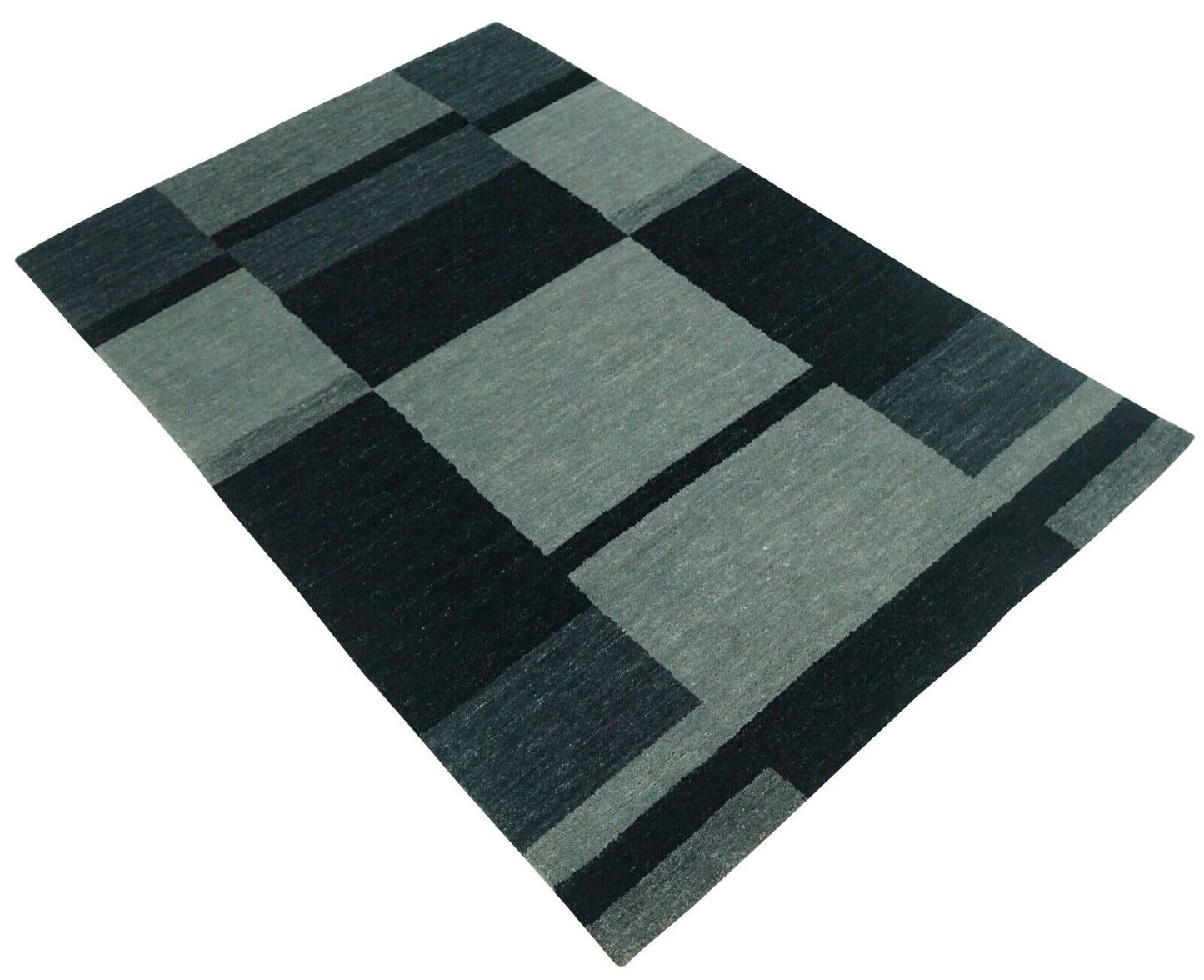 Teppich Grau Schwarz 100% Wolle Handgewebt 124x184 cm Orientteppich Lori Lr437