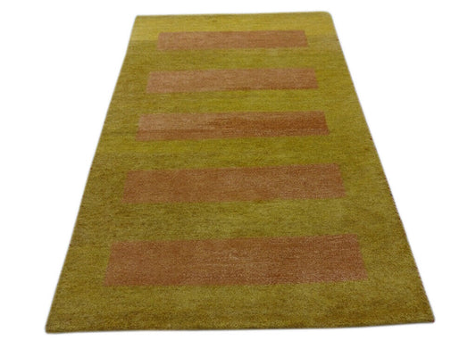 Gabbeh Teppich Handgeknüpft 100% Wolle Gold  Orientteppich 122X183 CM M48