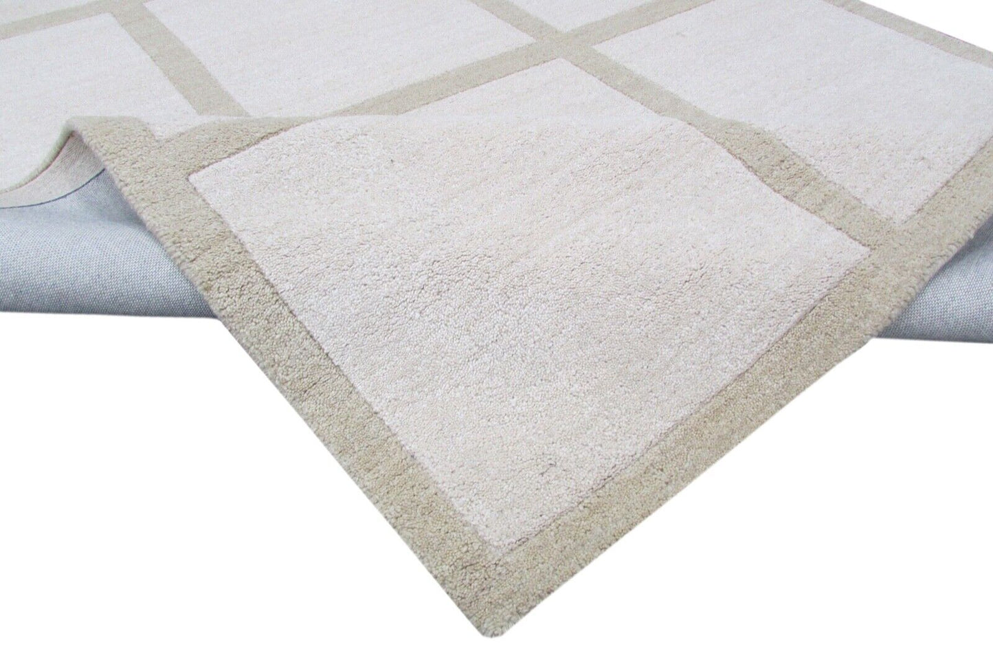 Elfenbeinfarbe Teppich 100% Wolle Beige 160X230 cm Handarbeit Handgetuftet T821