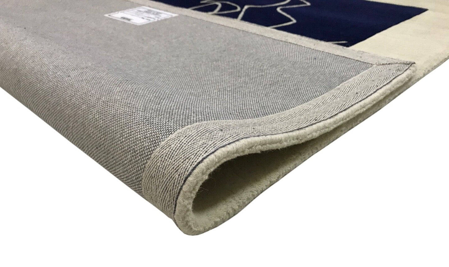 Blau Beige Teppich 100% Wolle 120X180 CM Designer  Handgetuftet Gesicht