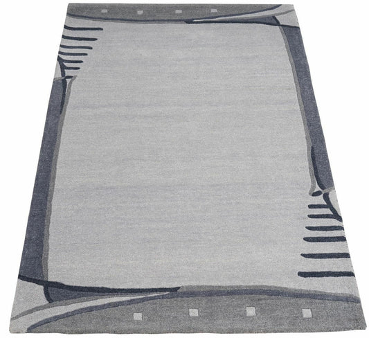 Teppich 100% Wolle Hell Grau 160X230 cm Orientteppich Handgetuftet HT215