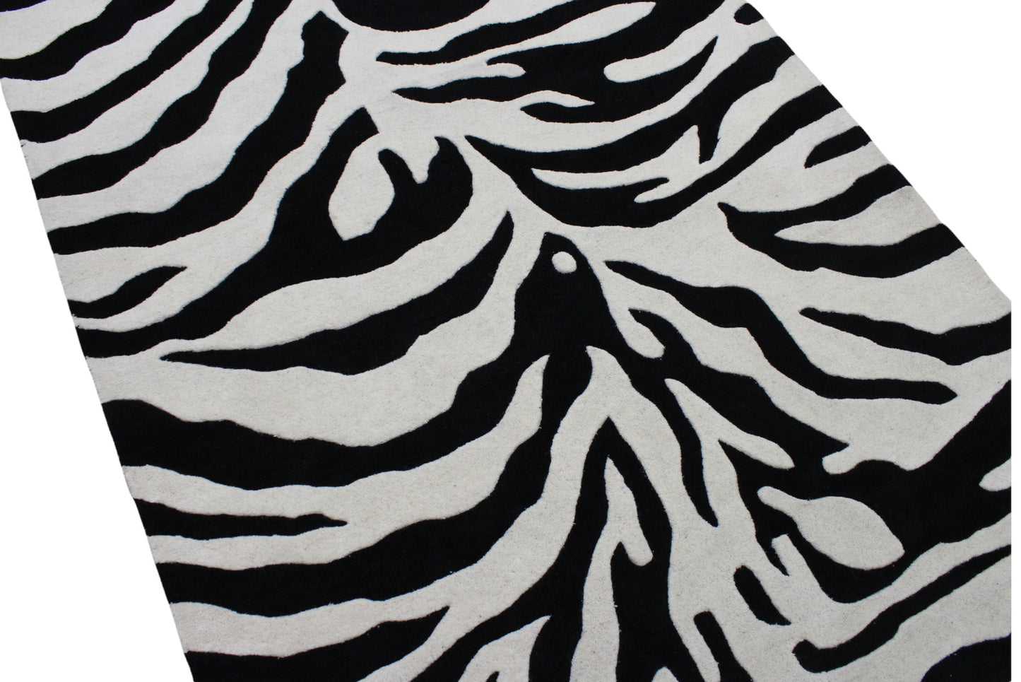 Schwarz Beige 100% Wolle  Teppich 170X240 CM Handarbeit Handgetuftet Zebra ME-5