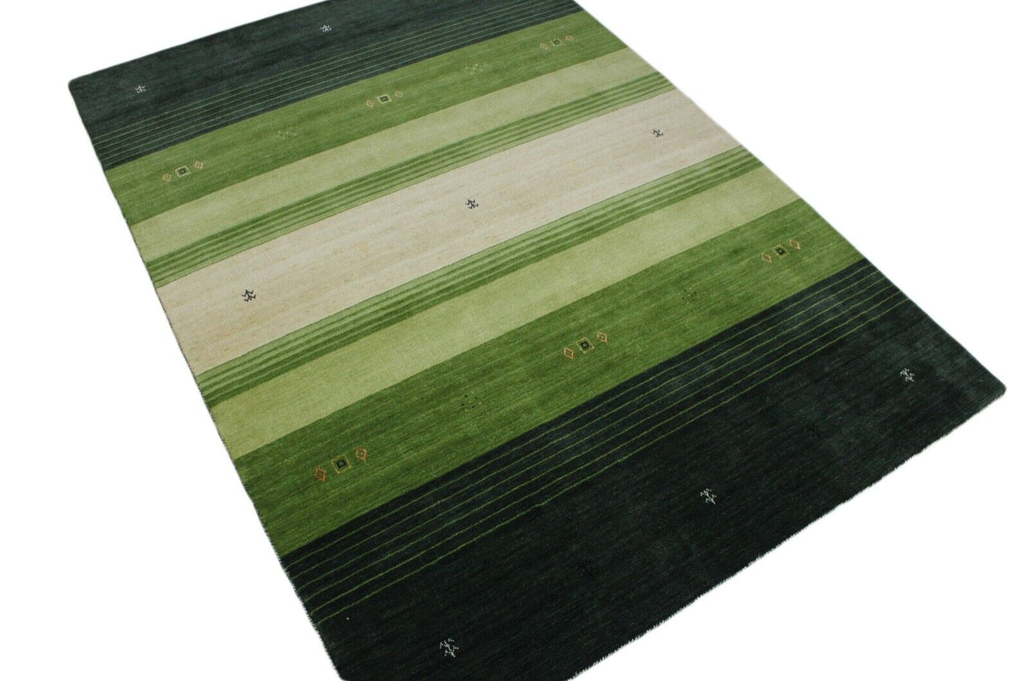 Gabbeh Teppich Grün 100% Wolle 170x240 cm Handgewebt Orientteppich Lr500