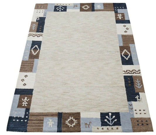 Gabbeh Teppich Beige elfenbeinfarbe 160X230 cm 100% Wolle Handgetuftet HT282