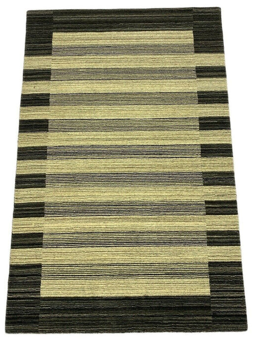 Teppich Gabbeh Beige Schwarz 100% Wolle lori Handgewebt 120x180 cm S23