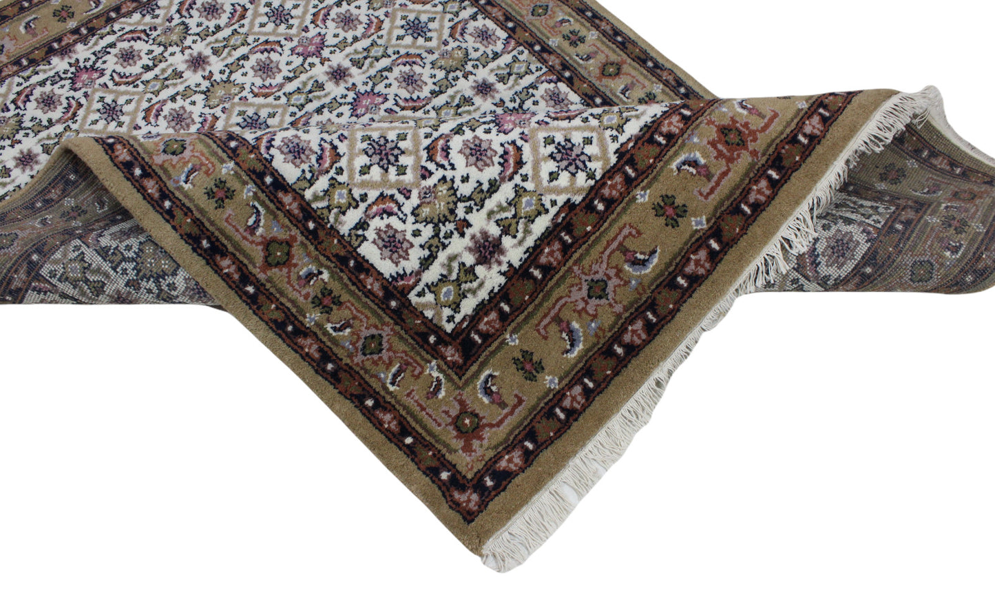 Herati Beige Braun Teppich Wolle Handgeknüpft 100% Schurwolle 140X200 cm D6