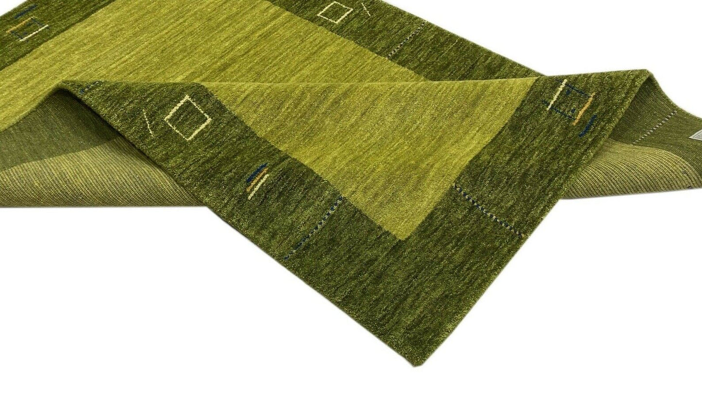 Gabbeh Teppich Grün 100% Wolle Handgewebt Orientteppich Lori 125x180 cm WR110