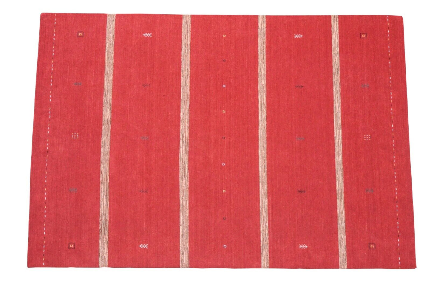 Gabbeh Teppich Rot Rosa 100% Wolle 200x295 cm Handgewebt Orientteppich Lr566