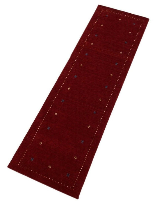 Teppichläufer Rot Gabbeh Läufer Teppich 100% Wolle Handgefertigt 90X300 cm WR61