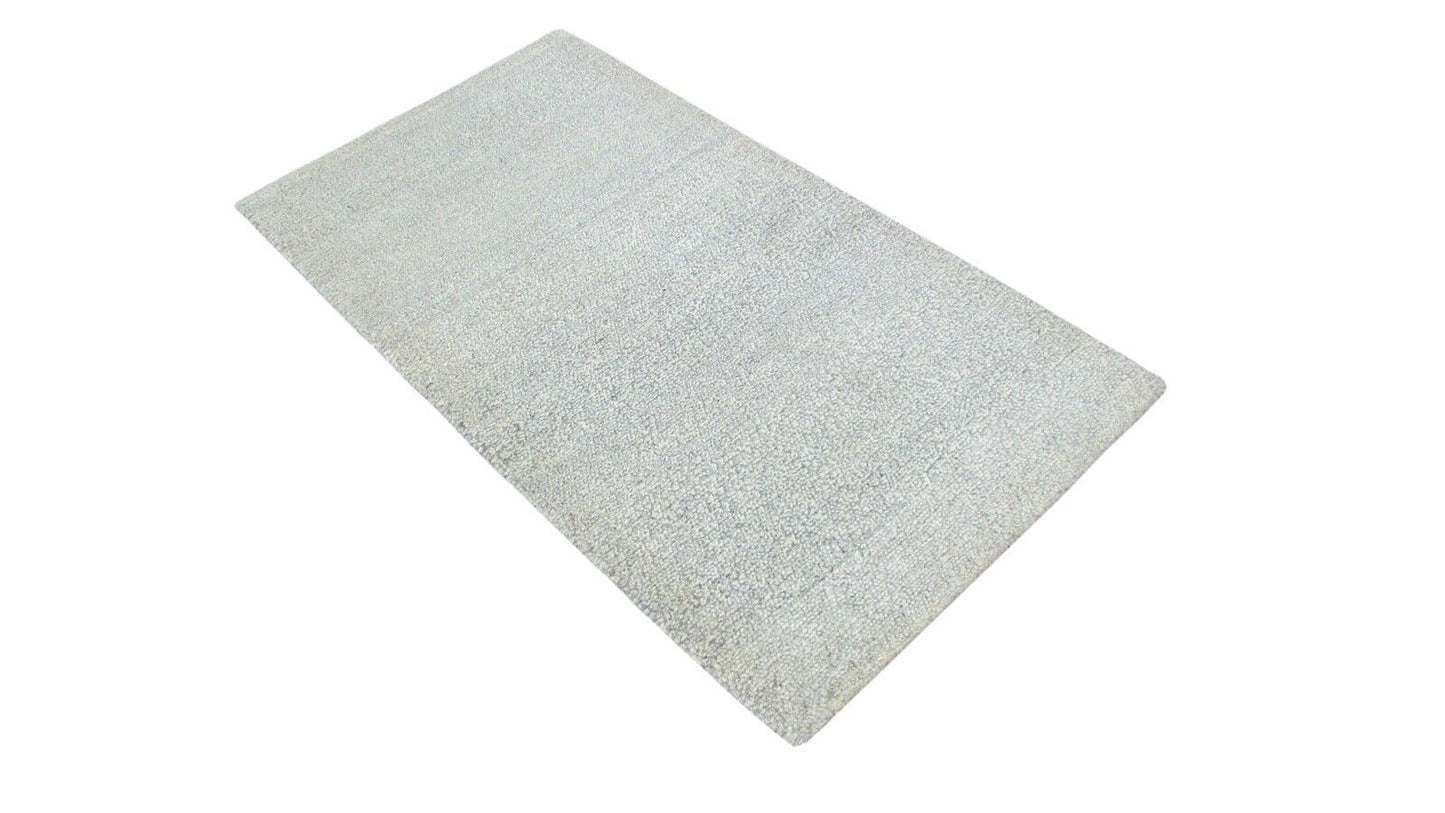 Nepal Teppich Handgeknüpft Beige Grau 100% Wolle Orientteppich 74x132 cm N-116