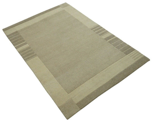 Nepal Teppich Handgeknüpft Beige 100% Wolle Orientteppich 125x181 cm N755