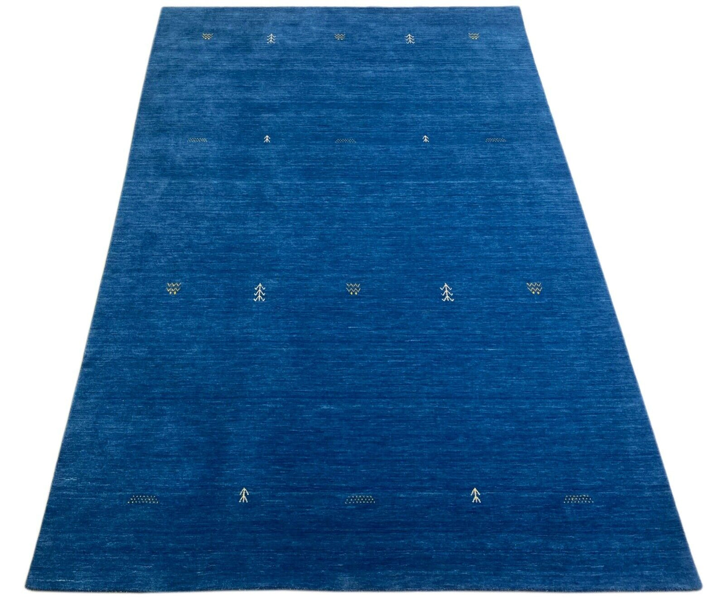 Gabbeh Blau Teppich 200x300 cm Handgewebt 100% Wolle Lori Debbich Loom G64T6