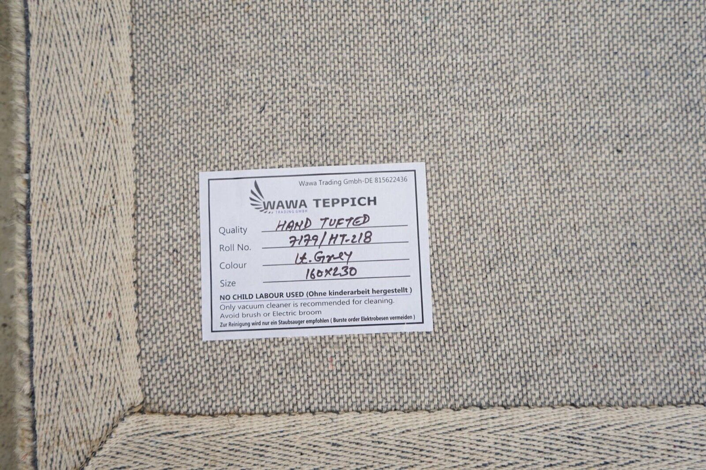 Grau Beige Teppich 100% Wolle 160X230 cm Orientteppich Handgetuftet HT218