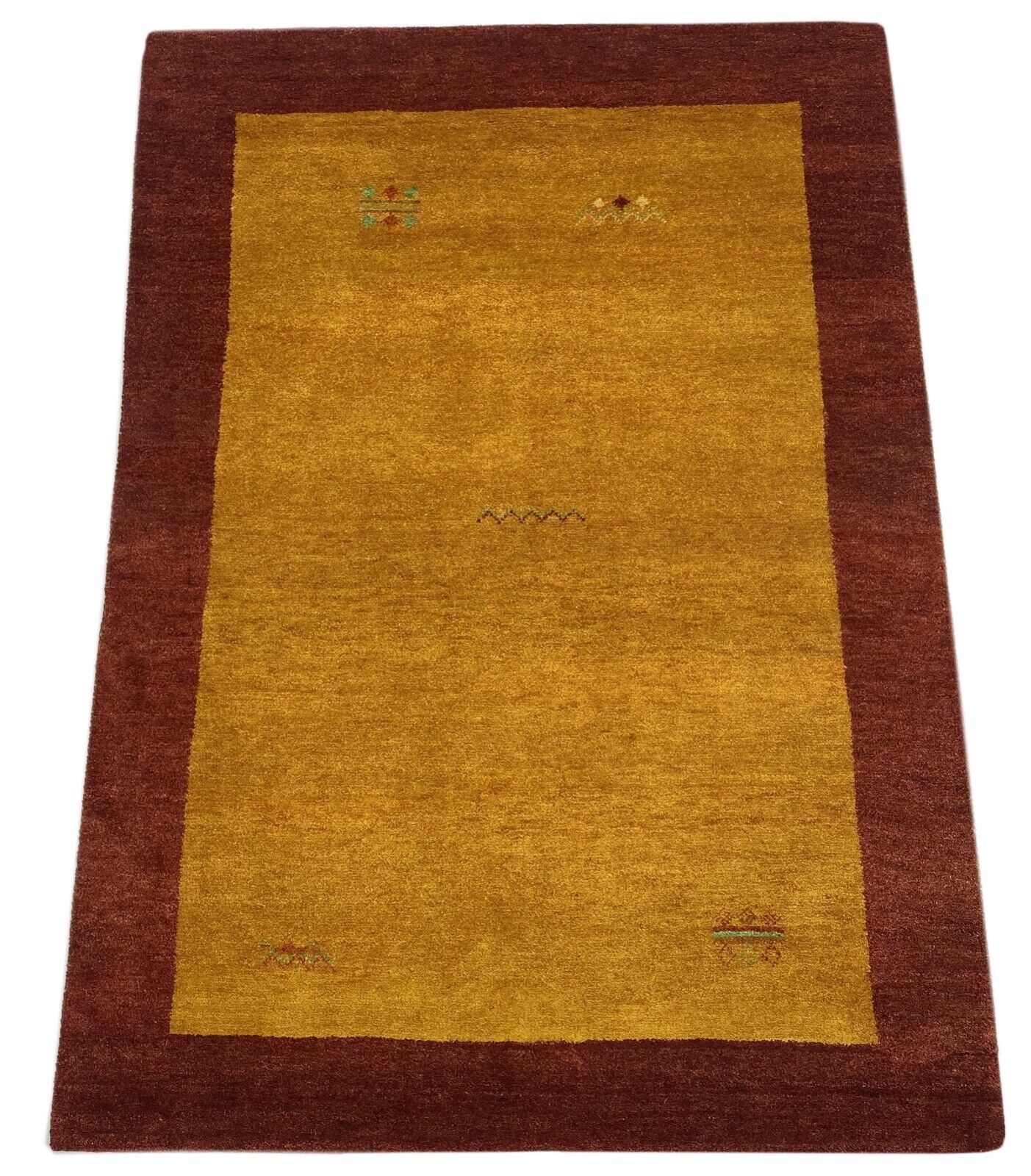 Gabbeh Teppich 100% Wolle Rot Gold Handgeknüpft 167X235 cm WR26