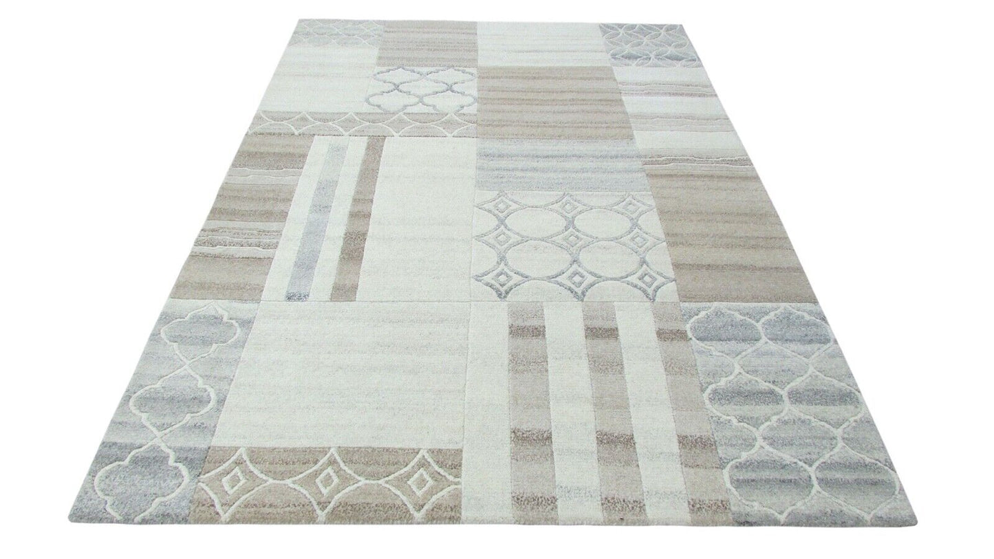 Nepal Teppich Handgeknüpft Beige Grau 100% Wolle Orientteppich 162X226 cm N-14