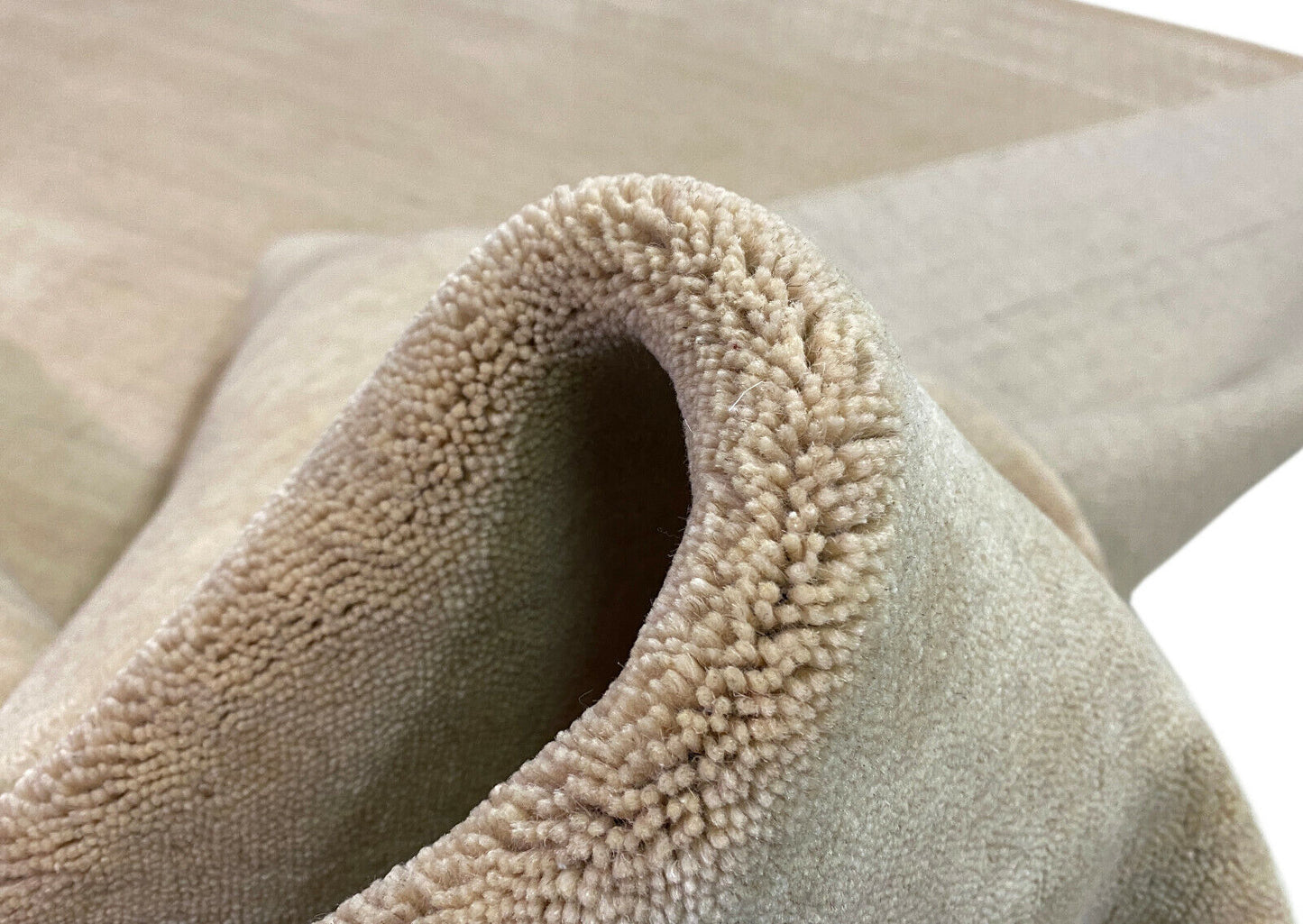 Beige Gabbeh Teppich 100% Wolle 170x240 cm Handgewebt einfarbig gefärbt G84