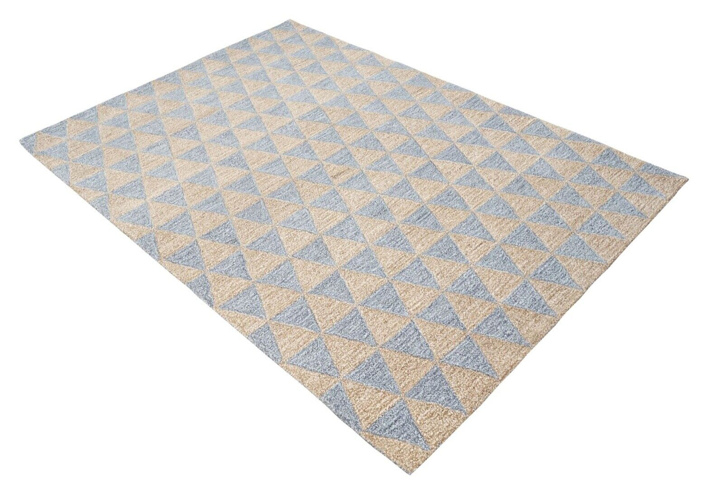 Beige Blau 160X230 cm Teppich 100% Wolle Orientteppich Handgetuftet HT330