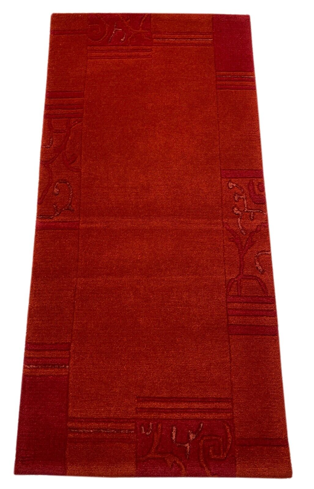 Indo Nepal Teppich Handgeknüpft Rot 70X140 cm Wolle Orientteppich brücken SE