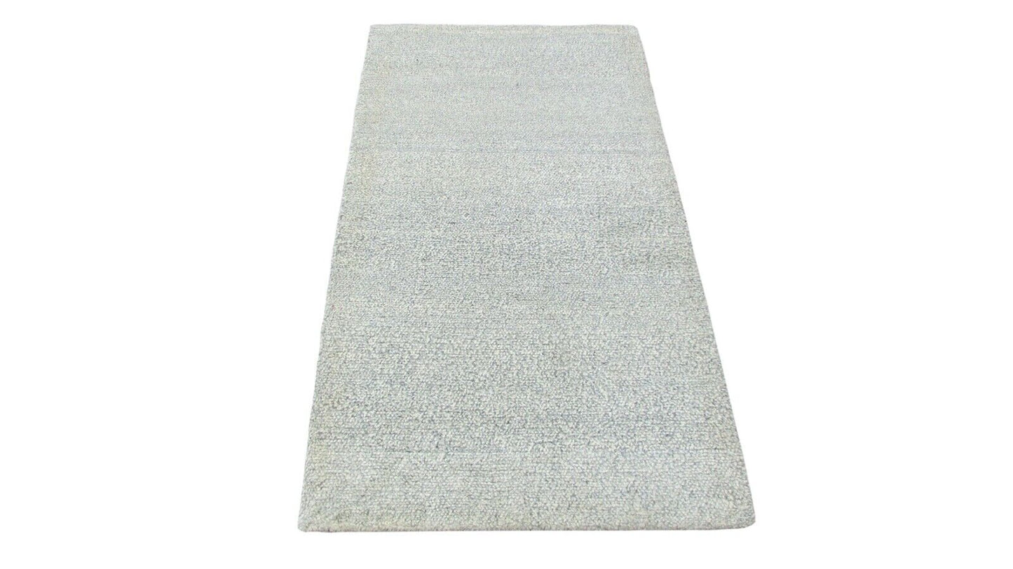 Nepal Teppich Handgeknüpft Beige Grau 100% Wolle Orientteppich 74x132 cm N-116