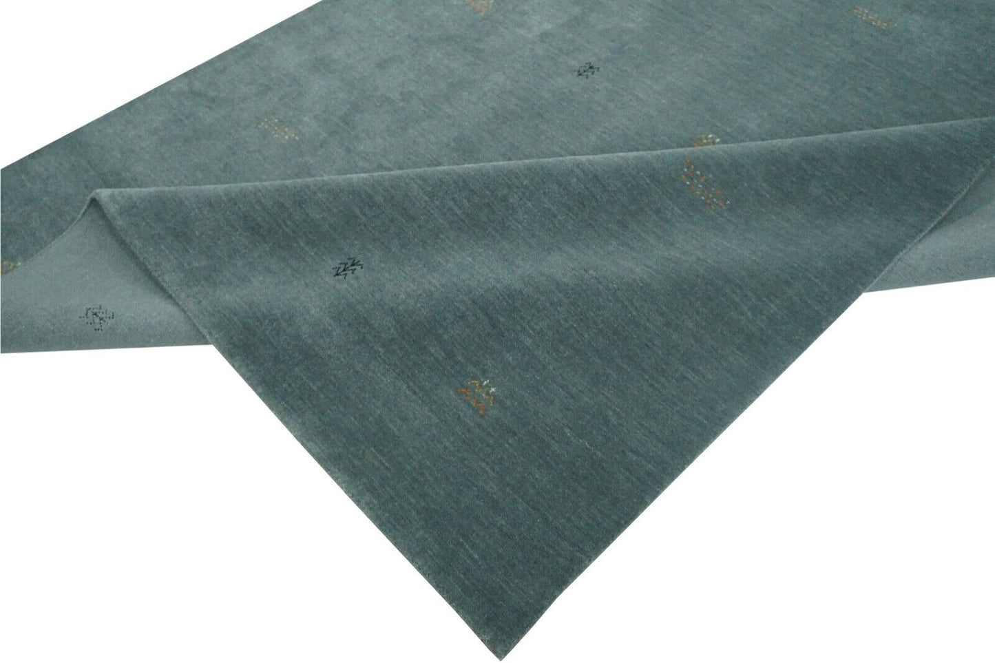 Gabbeh Teppich Grau Hell Blau 100% Wolle 200x300 cm Handgewebt Orient Lr553