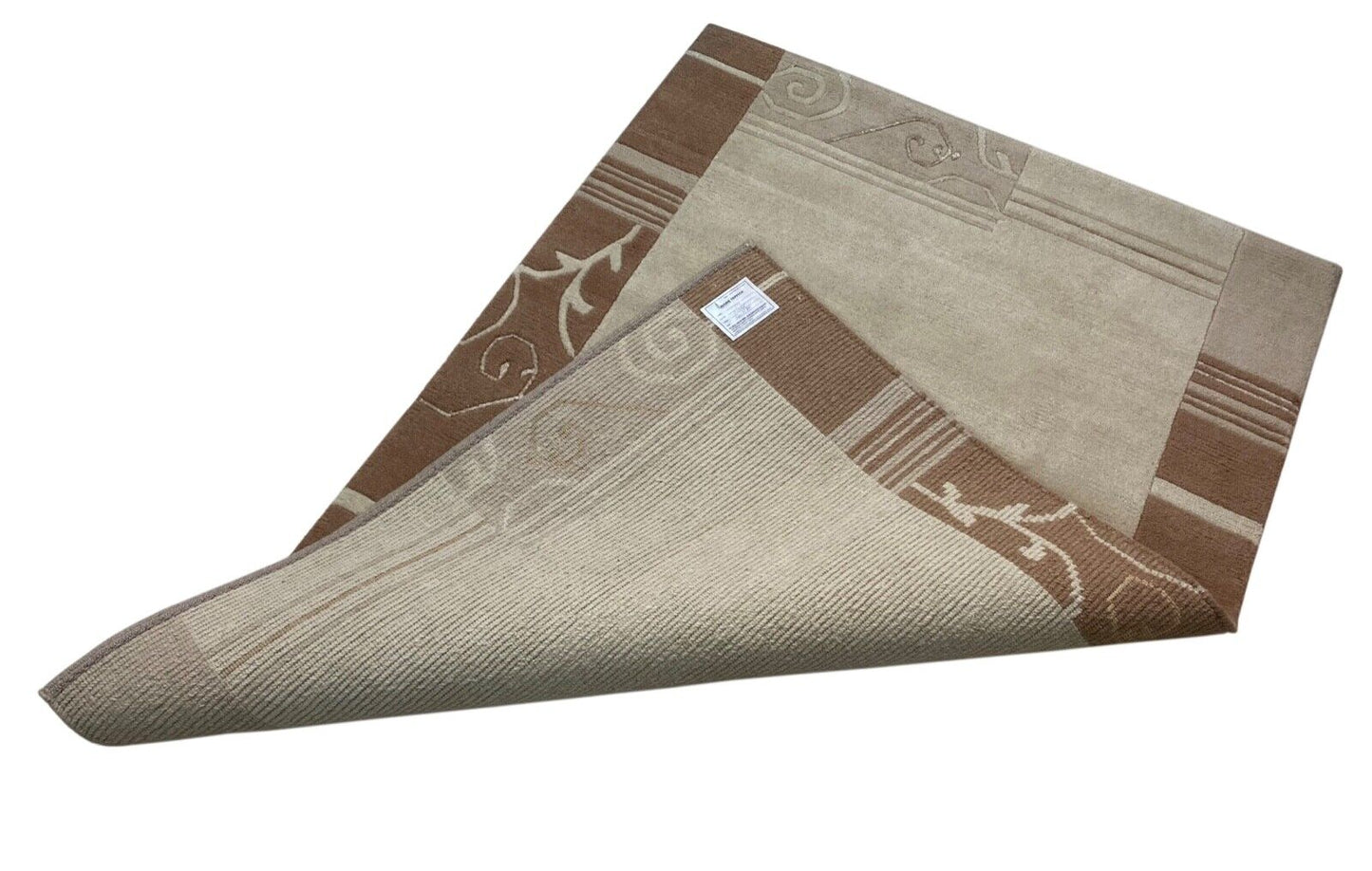 Indo Nepal Teppich Handgeknüpft Beige Braun 120X180 cm Wolle Orientteppich