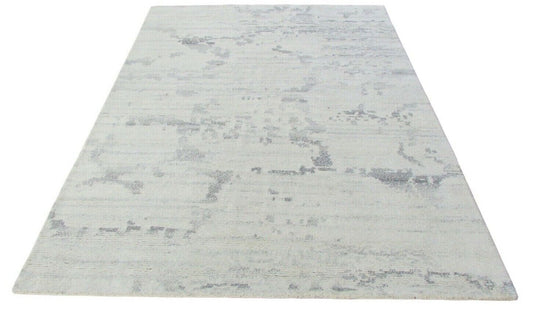 Nepal Teppich Handgeknüpft Grau Beige 100% Wolle Orientteppich 160x214 cm N-9