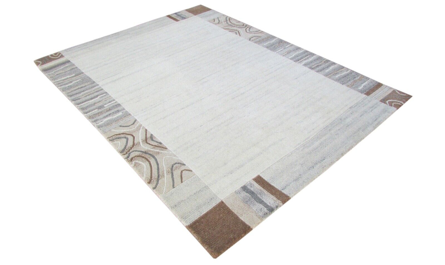 Nepal Teppich Handgeknüpft Beige 100% Wolle Orientteppich Braun 165X222 cm N-143