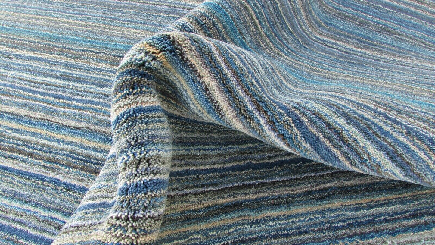 Gabbeh Teppich Blau 100% Wolle Orientteppich Handgefertigt Loom 165X240 CM HL171