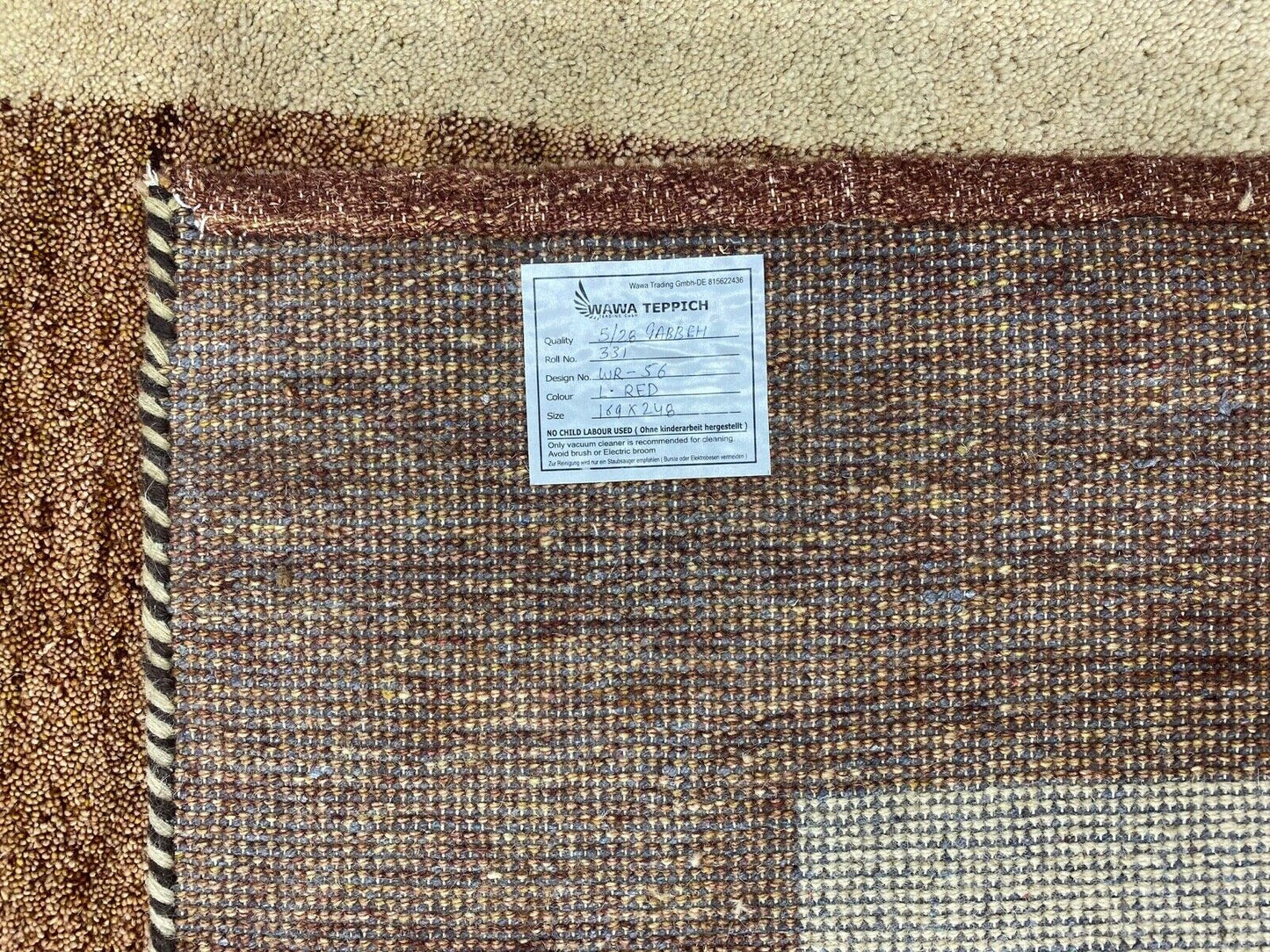 Gabbeh Teppich 100% Wolle Hell Rot Braun Beige Handgeknüpft 169X238 cm WR56