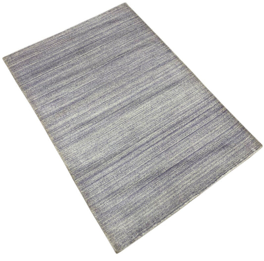 Blau Silber Teppich Gabbeh 100% Wolle loom lori Handgewebt 124x180 cm S180