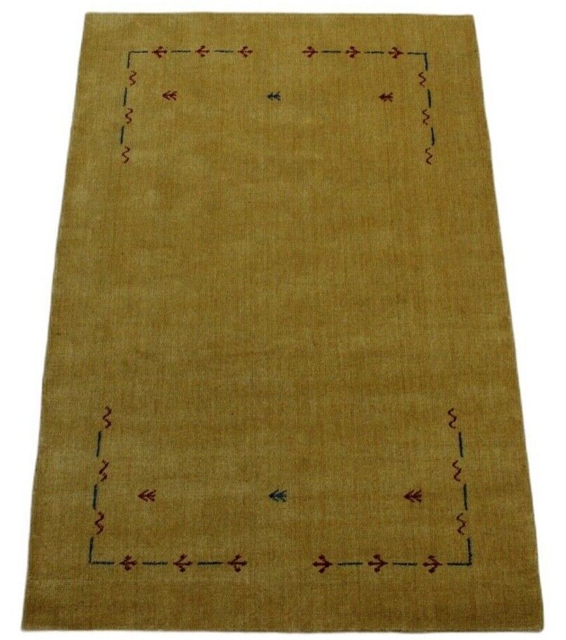 Orientteppich Gabbeh Loom Handgefertigt  Teppich 100% Wolle 120X180 cm Gold