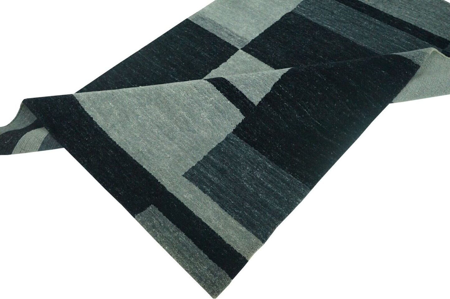 Teppich Grau Schwarz 100% Wolle Handgewebt 124x184 cm Orientteppich Lori Lr437