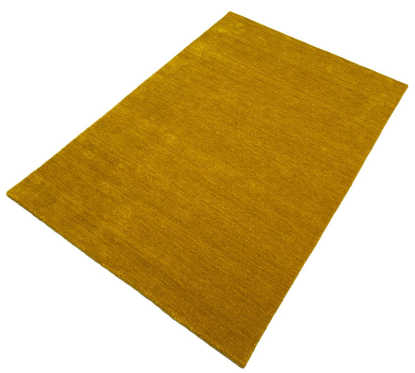 Gold Teppich 100% Wolle Gabbeh 120x180 cm Handgewebt einfarbig gefärbt G630