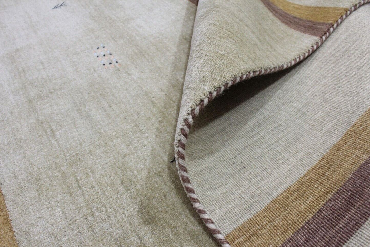 Gabbeh Teppich Beige 100% Wolle 170x240 cm Orientteppich Handgewebt Lr477