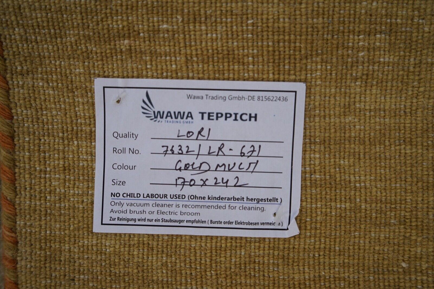 Gabbeh Teppich Orange Beige Grün 100% Wolle 170x240 cm Loom Handgewebt Lr671