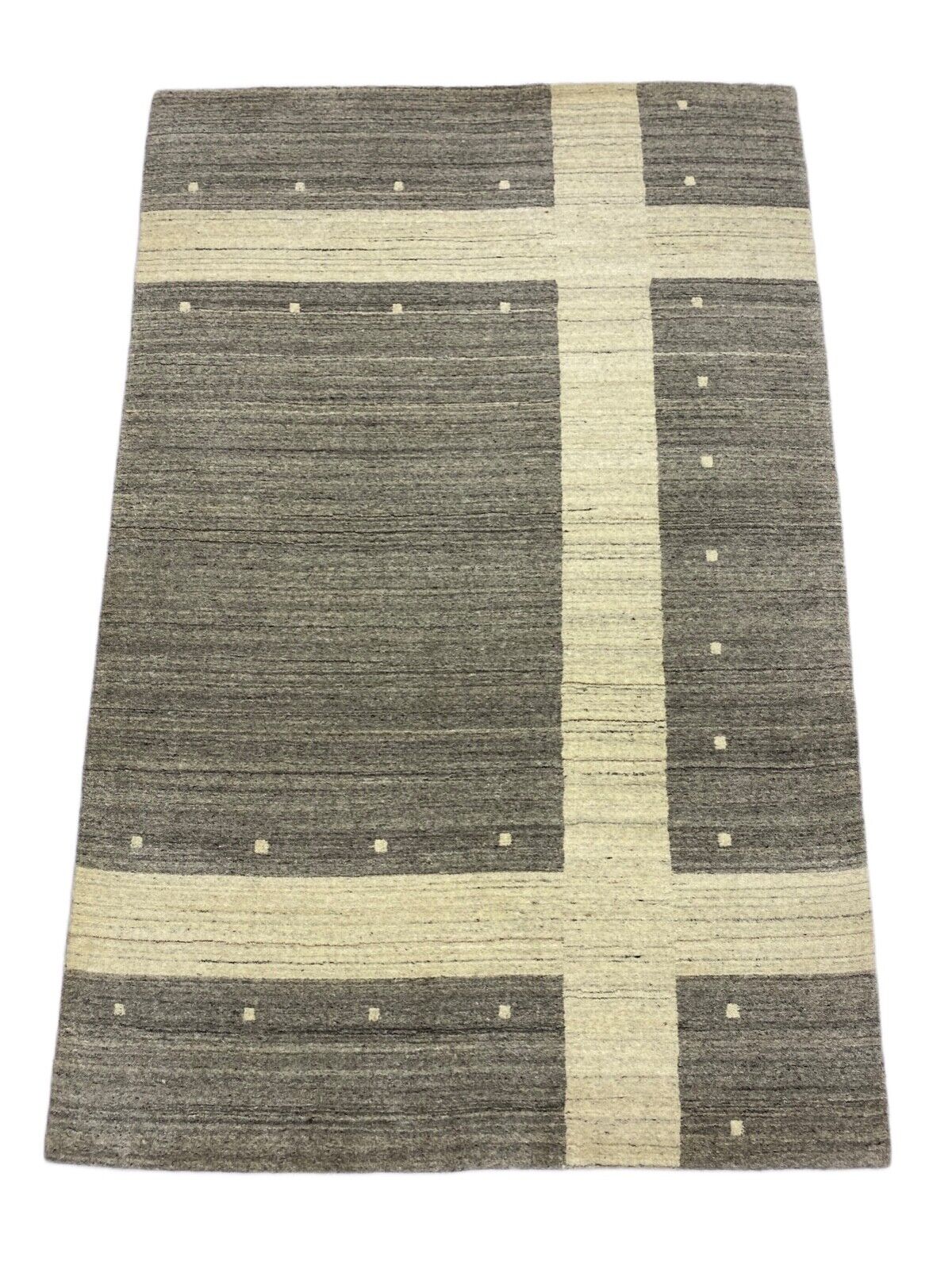 Teppich Gabbeh Beige Grau 100% Wolle lori Handgewebt 120x180 cm S83