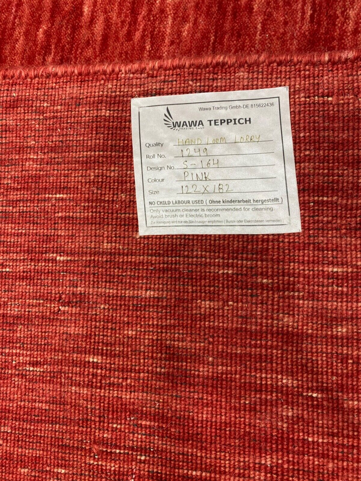 Rosa Rot Teppich Gabbeh 100% Wolle loom lori Handgewebt 122x182 cm S164