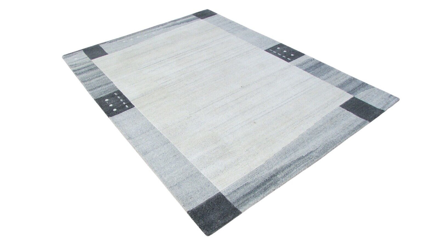 Nepal Teppich Handgeknüpft Beige Grau 100% Wolle Orientteppich 162x221 cm N-79